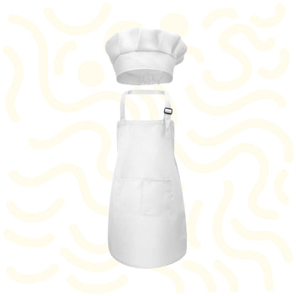 MiniMasterChef- Schattige zwart-witte schorten met koksmutsen