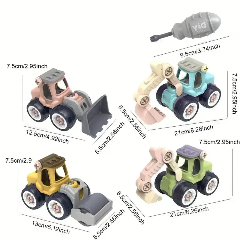 BuildCrew Mini Engineering Voertuigenset met Graaf- & Laadspeelgoed – Voor Leeftijd 3+