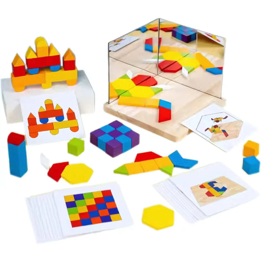 MirrorMinds – Houten Reflectie Puzzelblokken voor Kinderen vanaf 3 Jaar