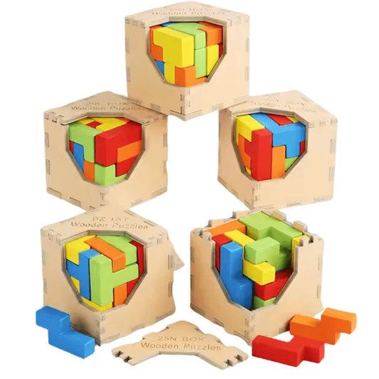 WoodieCraft™ – 3D Tetris Puzzel Trein Voor Kinderen Vanaf 3 Jaar – Verbetert Probleemoplossende Vaardigheden