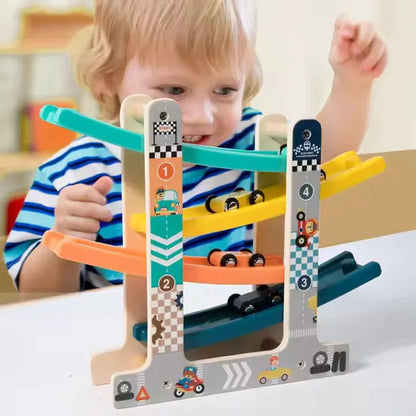 RollRacer – Houten Racebaan voor Kinderen vanaf 18 maanden – Verbetert Coördinatie en Visuele Volgvaardigheden