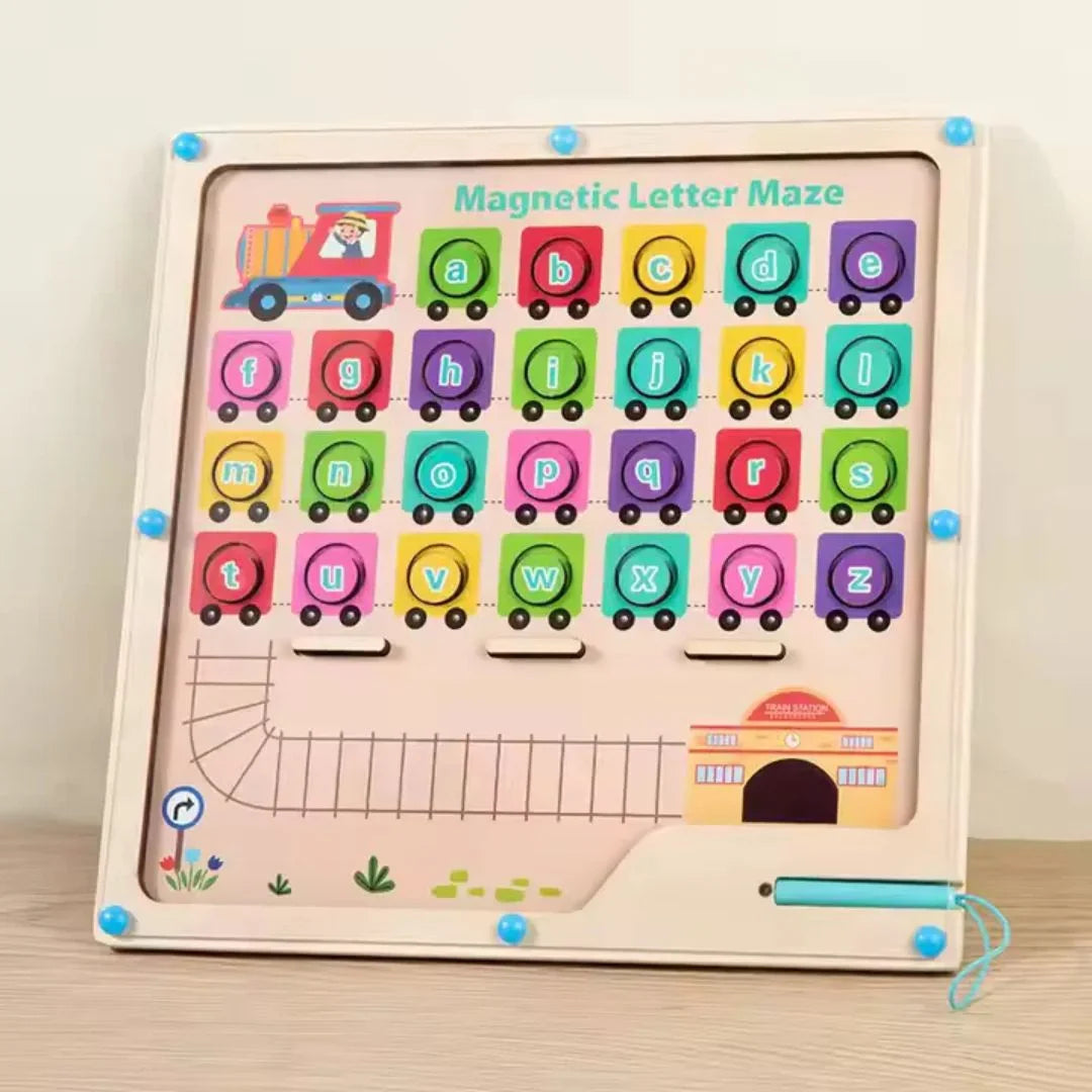 MazeMagnet – Houten Magnetisch Alfabet & Vorm Doolhof voor Kinderen vanaf 3 Jaar