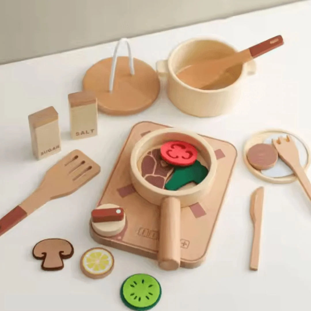 TinyCooks™ – Houten Speelkeukenset Voor Kinderen Vanaf 3 Jaar – Stimuleert Fantasierijk Spel