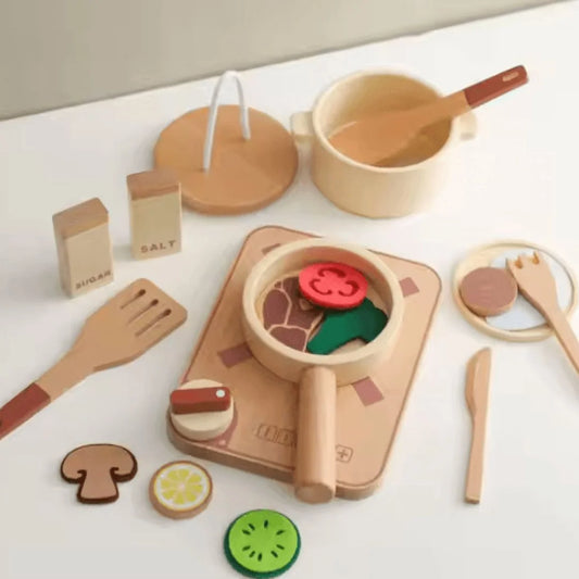 TinyCooks™ – Houten Speelkeukenset Voor Kinderen Vanaf 3 Jaar – Stimuleert Fantasierijk Spel