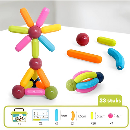 MagnetCraft -  Educatieve Magnetische Stokken en Ballen Bouwspel