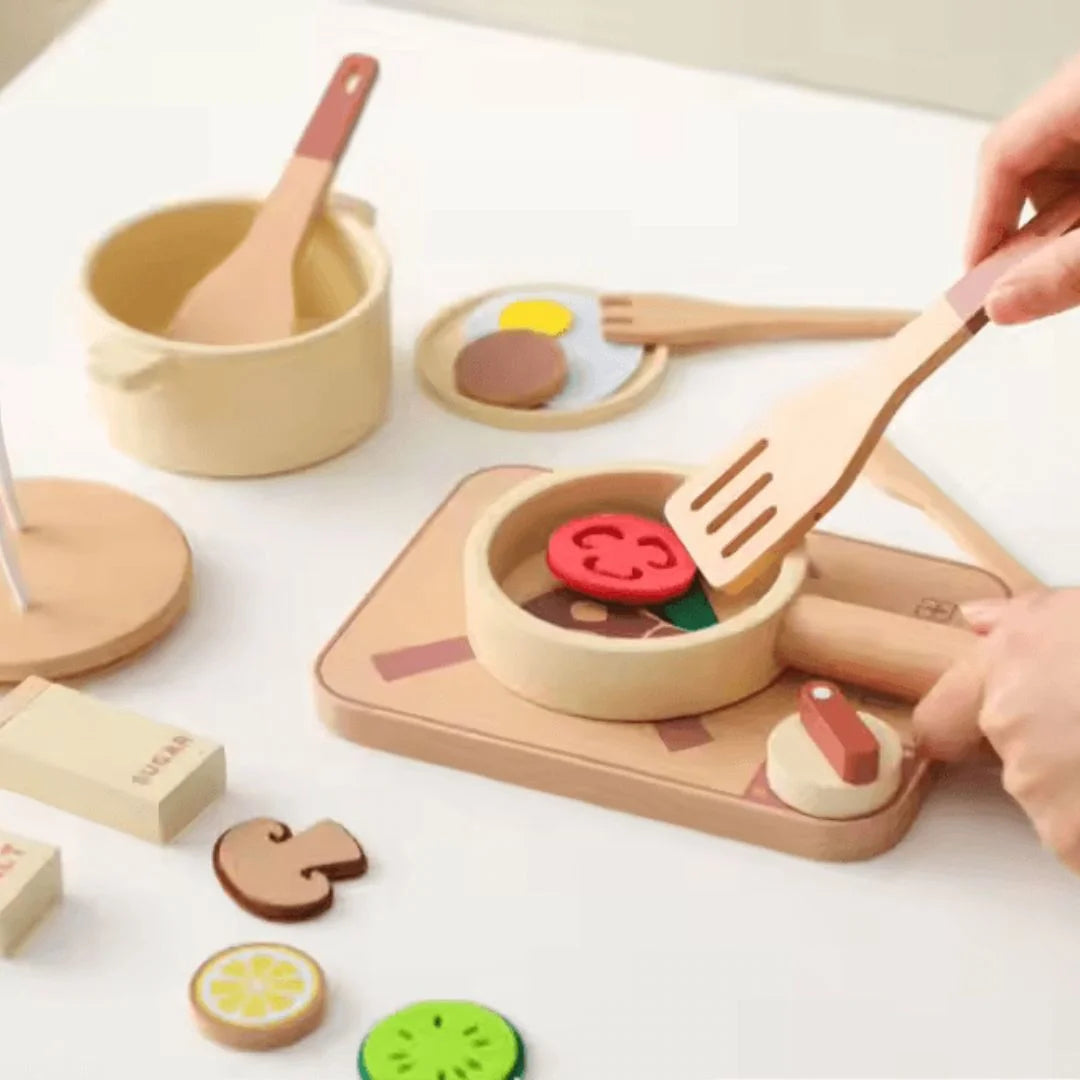 TinyCooks™ – Houten Speelkeukenset Voor Kinderen Vanaf 3 Jaar – Stimuleert Fantasierijk Spel