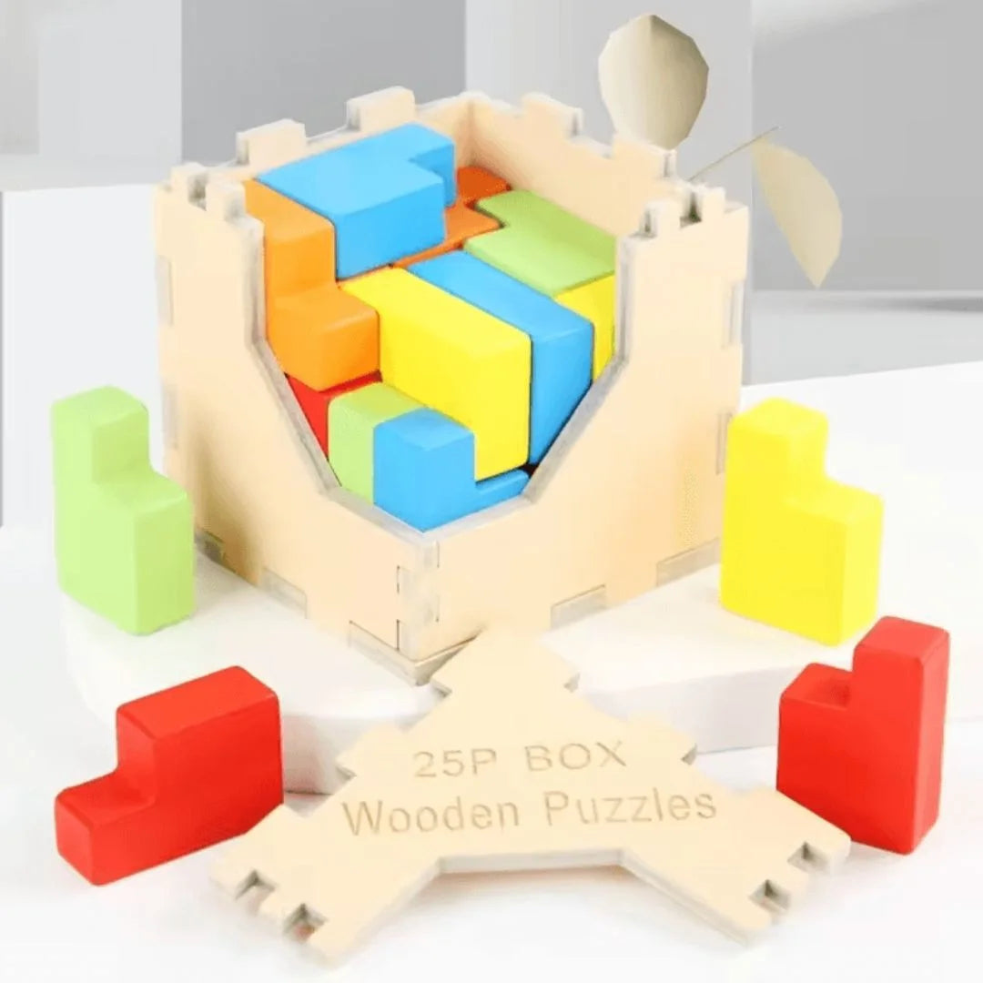 WoodieCraft™ – 3D Tetris Puzzel Trein Voor Kinderen Vanaf 3 Jaar – Verbetert Probleemoplossende Vaardigheden