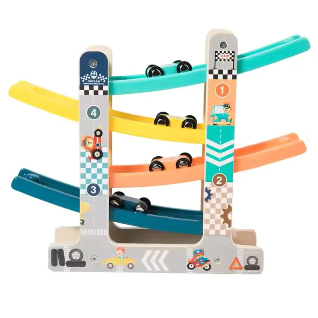 RollRacer – Houten Racebaan voor Kinderen vanaf 18 maanden – Verbetert Coördinatie en Visuele Volgvaardigheden