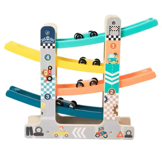 RollRacer – Houten Racebaan voor Kinderen vanaf 18 maanden – Verbetert Coördinatie en Visuele Volgvaardigheden