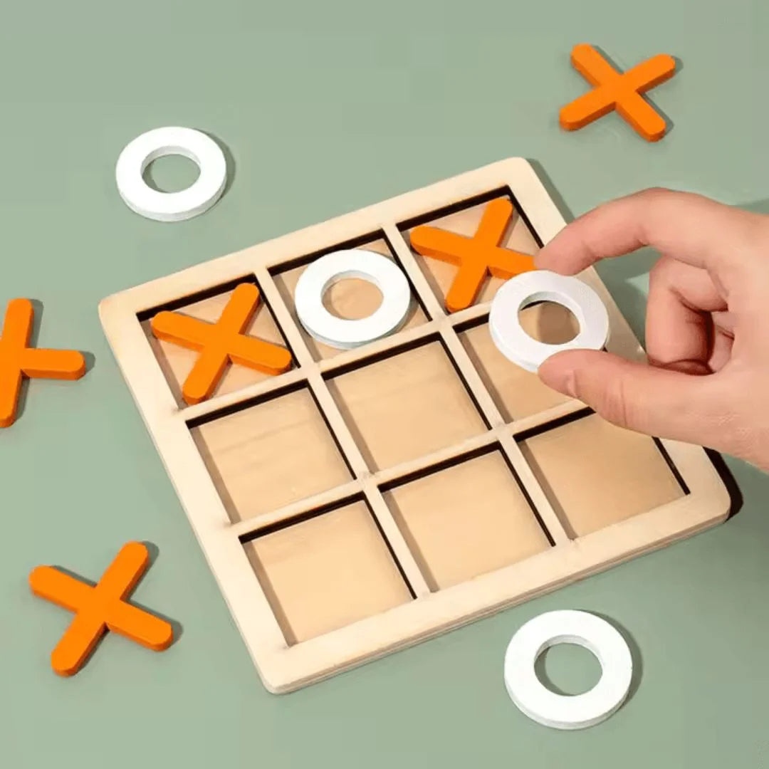 WoodPlay™ – Houten Boter Kaas en Eieren Spel voor Kinderen Vanaf 3 Jaar – Verbetert Strategisch Denken