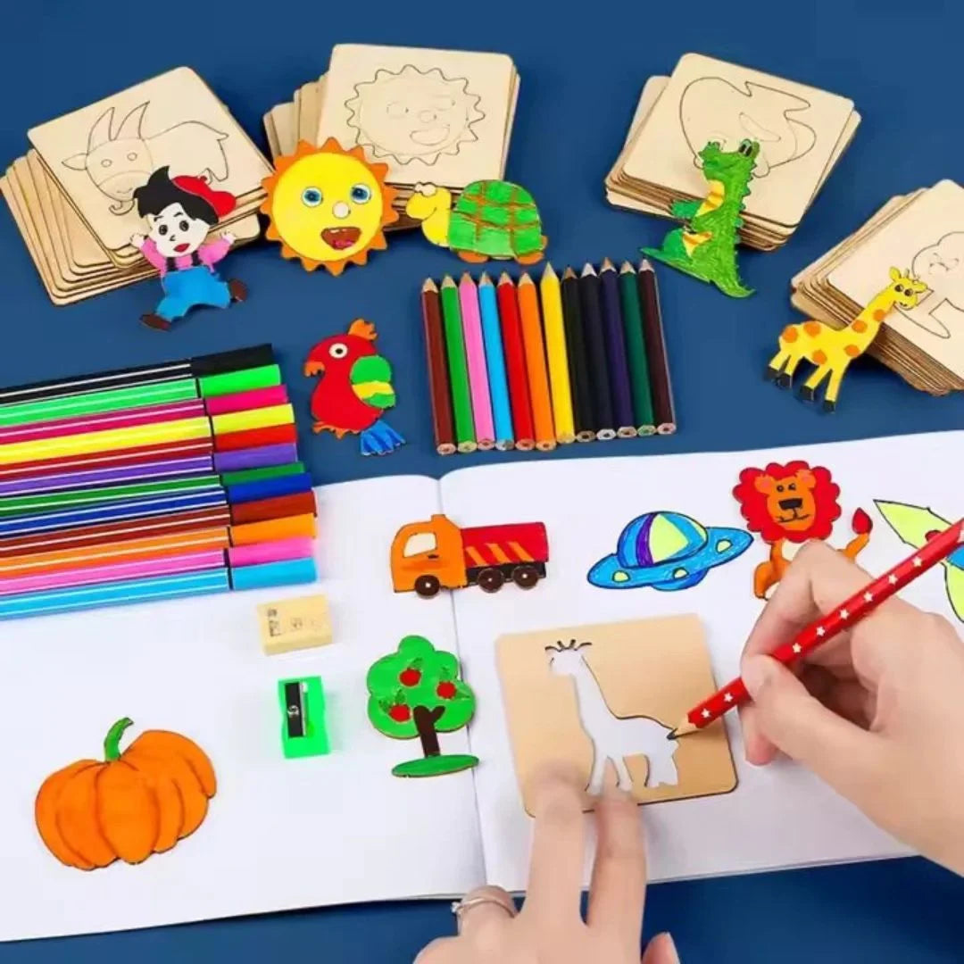 DrawEase™ - Houten sjablonenset voor kinderen