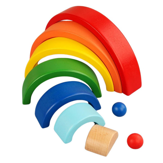 RainbowStack – Grote Houten Regenboogstapel voor Kinderen vanaf 3 Jaar – Stimuleert Creatief Bouwen