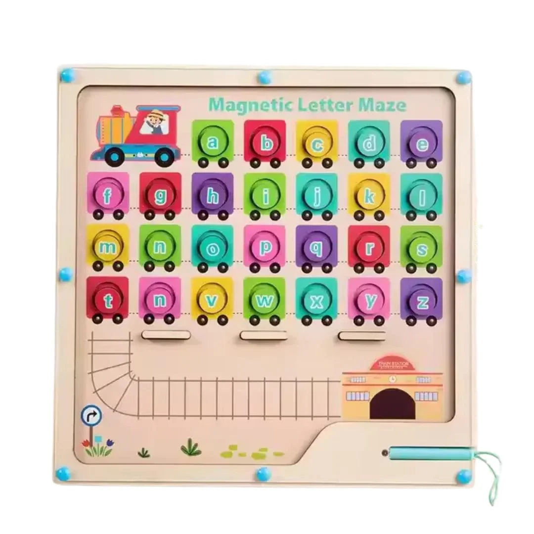 MazeMagnet – Houten Magnetisch Alfabet & Vorm Doolhof voor Kinderen vanaf 3 Jaar