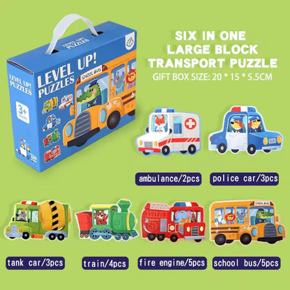 WoodyCraft™ – 6-in-1 Puzzel Voor Kinderen Vanaf 3 Jaar – Verbetert Fijne Motoriek