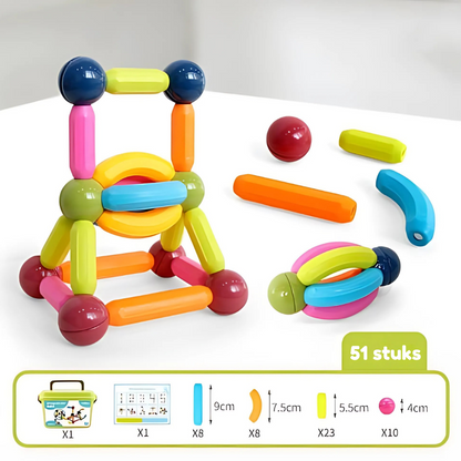 MagnetCraft -  Educatieve Magnetische Stokken en Ballen Bouwspel