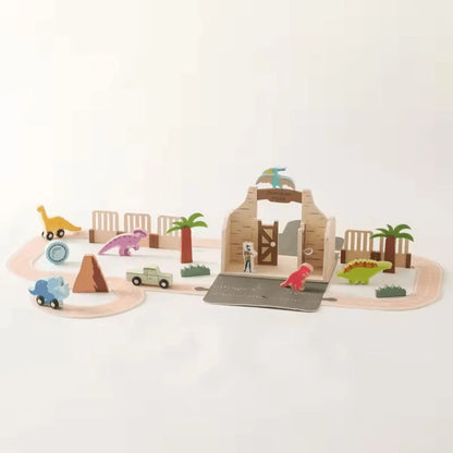 DinoQuest™ – Houten Dinosaurussen Park Set Voor Kinderen Vanaf 3 Jaar – Stimuleert Fantasierijk Spel