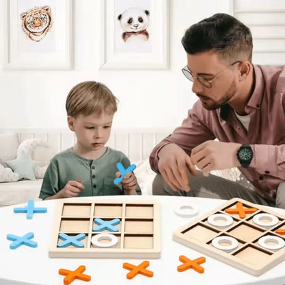 WoodPlay™ – Houten Boter Kaas en Eieren Spel voor Kinderen Vanaf 3 Jaar – Verbetert Strategisch Denken