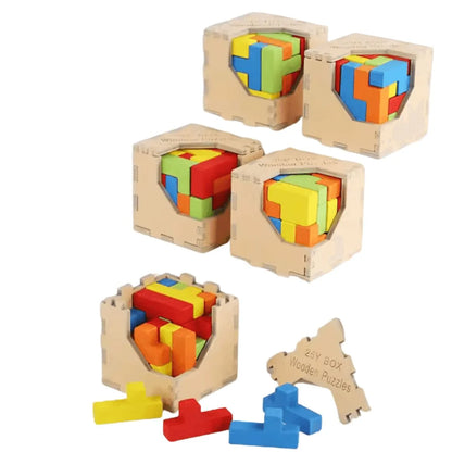 WoodieCraft™ – 3D Tetris Puzzel Trein Voor Kinderen Vanaf 3 Jaar – Verbetert Probleemoplossende Vaardigheden