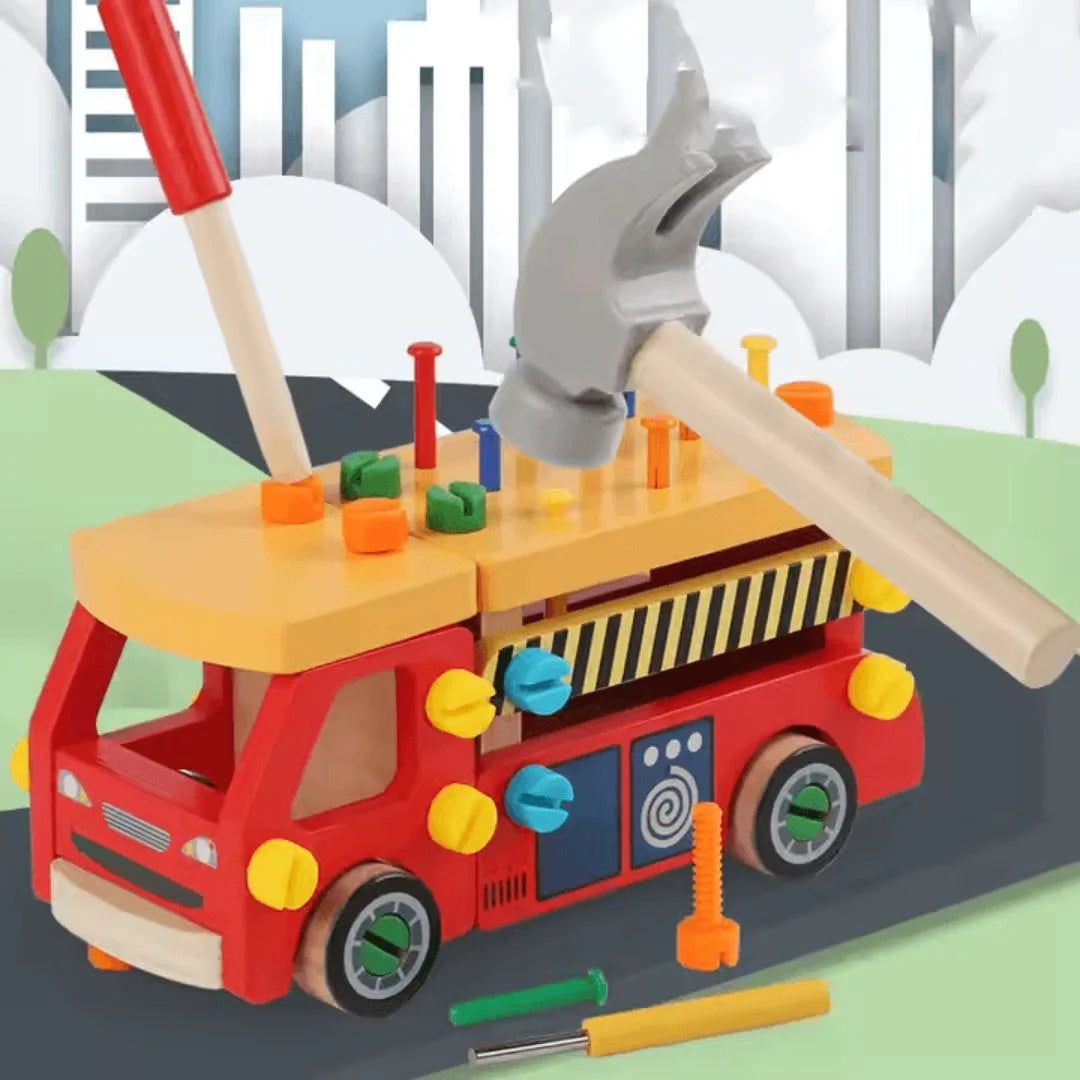 BuildCraft™ – Houten Constructievoertuig Speelgoed Voor Kinderen Vanaf 3 Jaar – Verbetert Fijne Motoriek