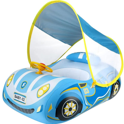 LittleSwimmer - Niet-opblaasbare zwemtrainer voor baby's met zonnekap - Met schuim gevulde drijfring voor peuters van 6-24 maanden