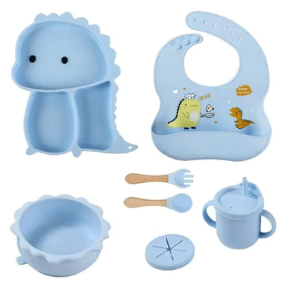 DinoDelight™ – Siliconen Servies Set Voor Kinderen Vanaf 3 Jaar – Bevordert Veilig En Leuk Eten