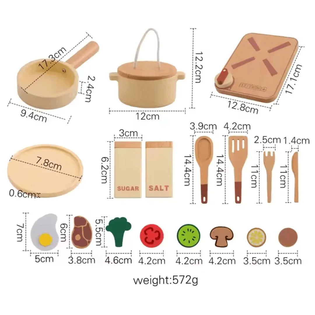 TinyCooks™ – Houten Speelkeukenset Voor Kinderen Vanaf 3 Jaar – Stimuleert Fantasierijk Spel