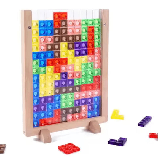 PuzzleNest™ – 3D Houten Tetris Puzzelbord Voor Kinderen Vanaf 3 Jaar – Verbetert Ruimtelijk Inzicht
