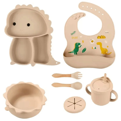DinoDelight™ – Siliconen Servies Set Voor Kinderen Vanaf 3 Jaar – Bevordert Veilig En Leuk Eten