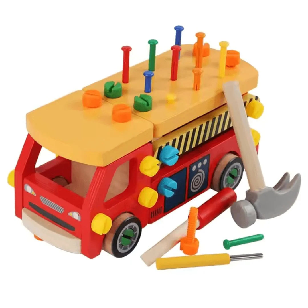 BuildCraft™ – Houten Constructievoertuig Speelgoed Voor Kinderen Vanaf 3 Jaar – Verbetert Fijne Motoriek