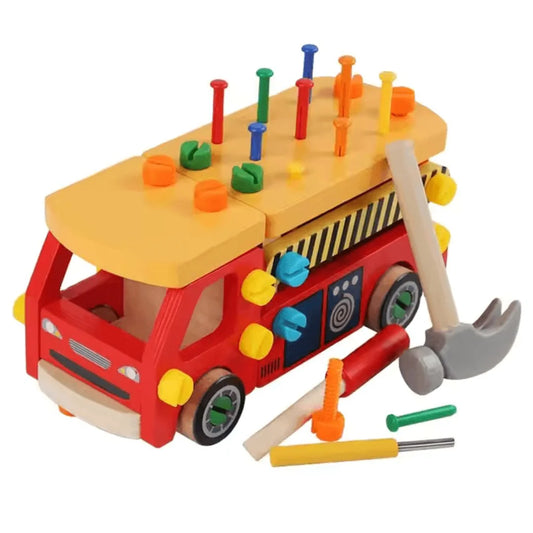 BuildCraft™ – Houten Constructievoertuig Speelgoed Voor Kinderen Vanaf 3 Jaar – Verbetert Fijne Motoriek
