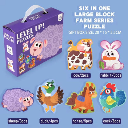WoodyCraft™ – 6-in-1 Puzzel Voor Kinderen Vanaf 3 Jaar – Verbetert Fijne Motoriek