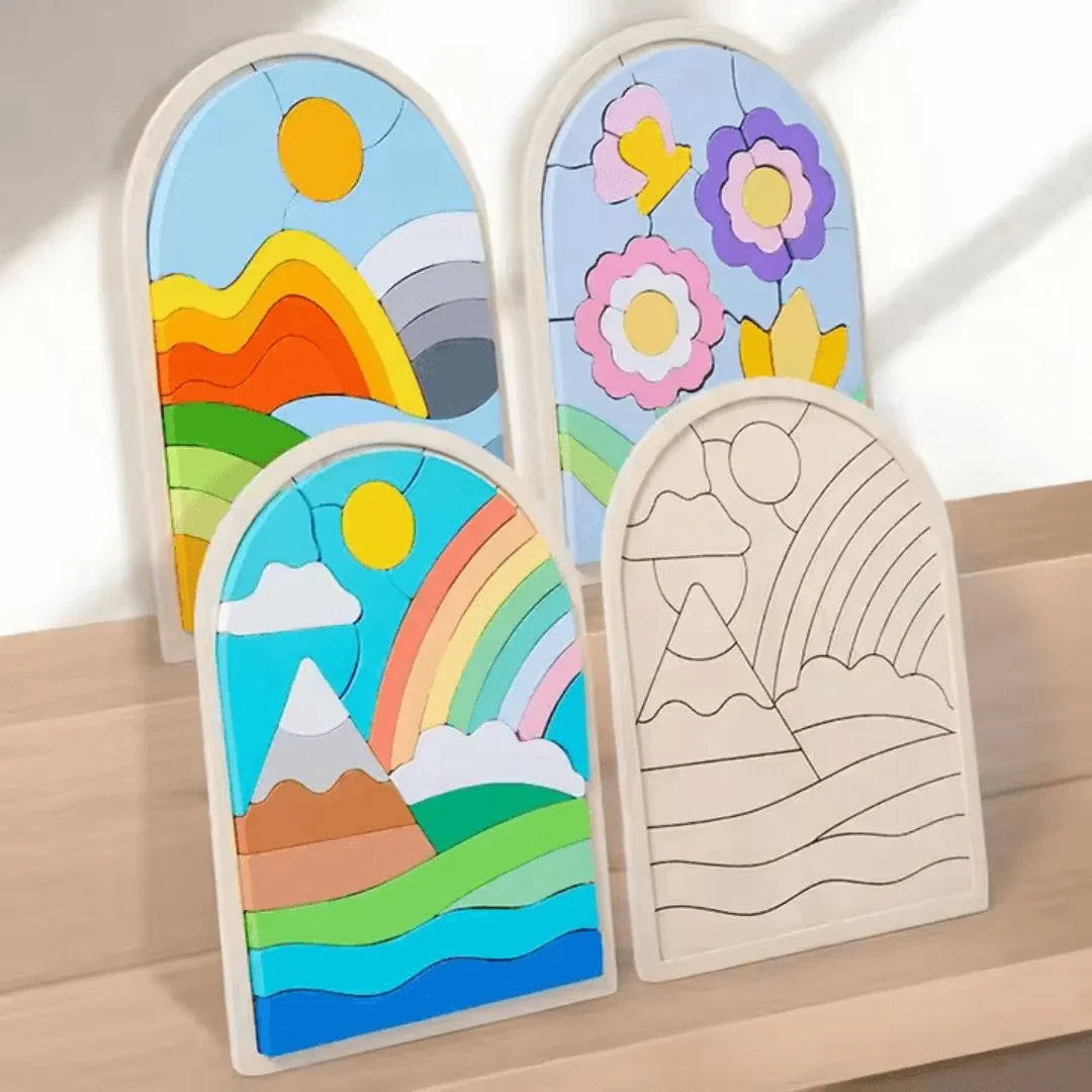 RainbowNest™ – Houten Puzzelblokken Voor Kinderen Vanaf 3 Jaar – Verbetert Creativiteit