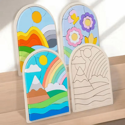 RainbowNest™ – Houten Puzzelblokken Voor Kinderen Vanaf 3 Jaar – Verbetert Creativiteit
