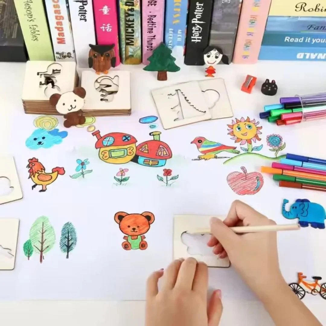 DrawEase™ - Houten sjablonenset voor kinderen