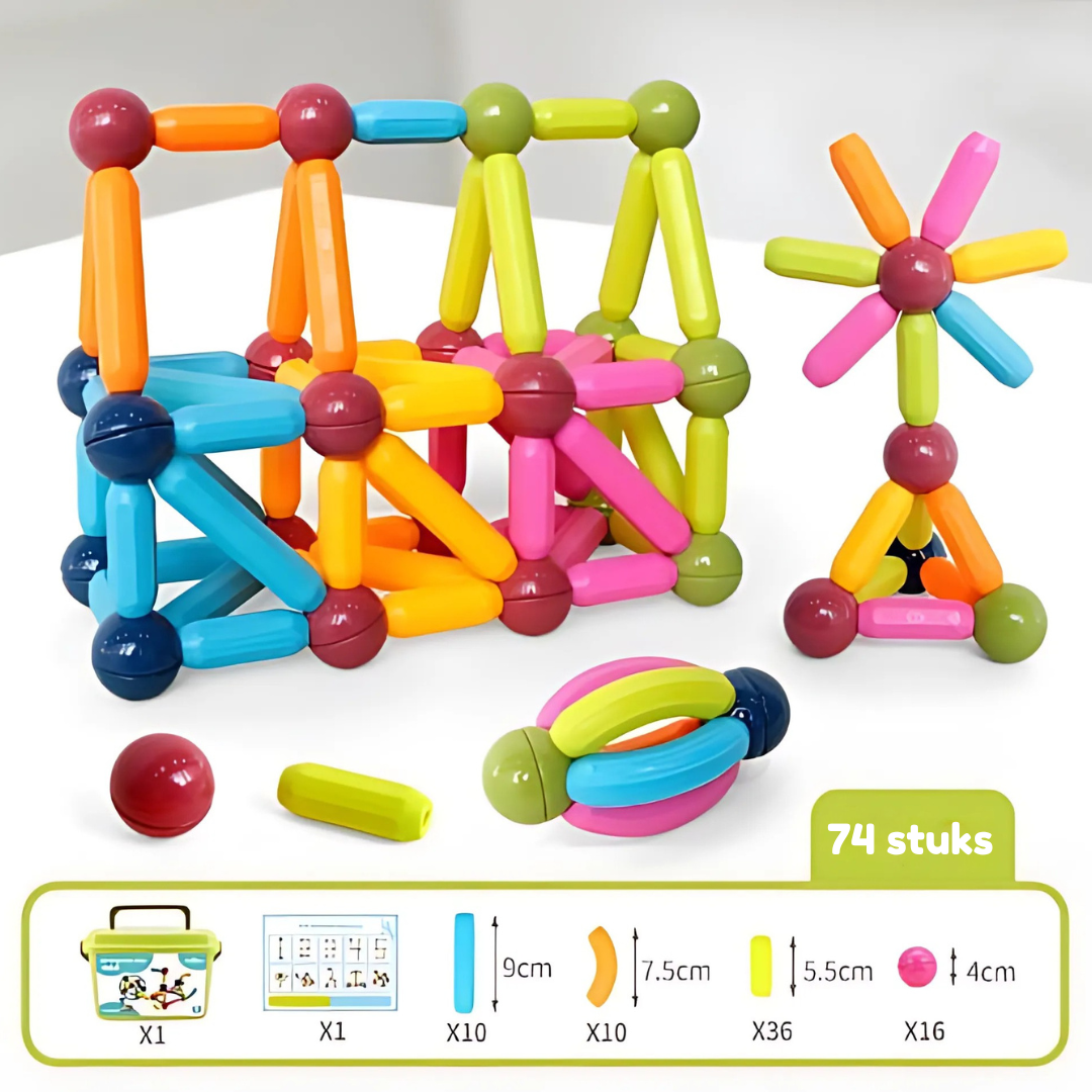 MagnetCraft -  Educatieve Magnetische Stokken en Ballen Bouwspel