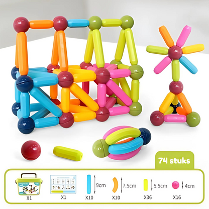 MagnetCraft -  Educatieve Magnetische Stokken en Ballen Bouwspel
