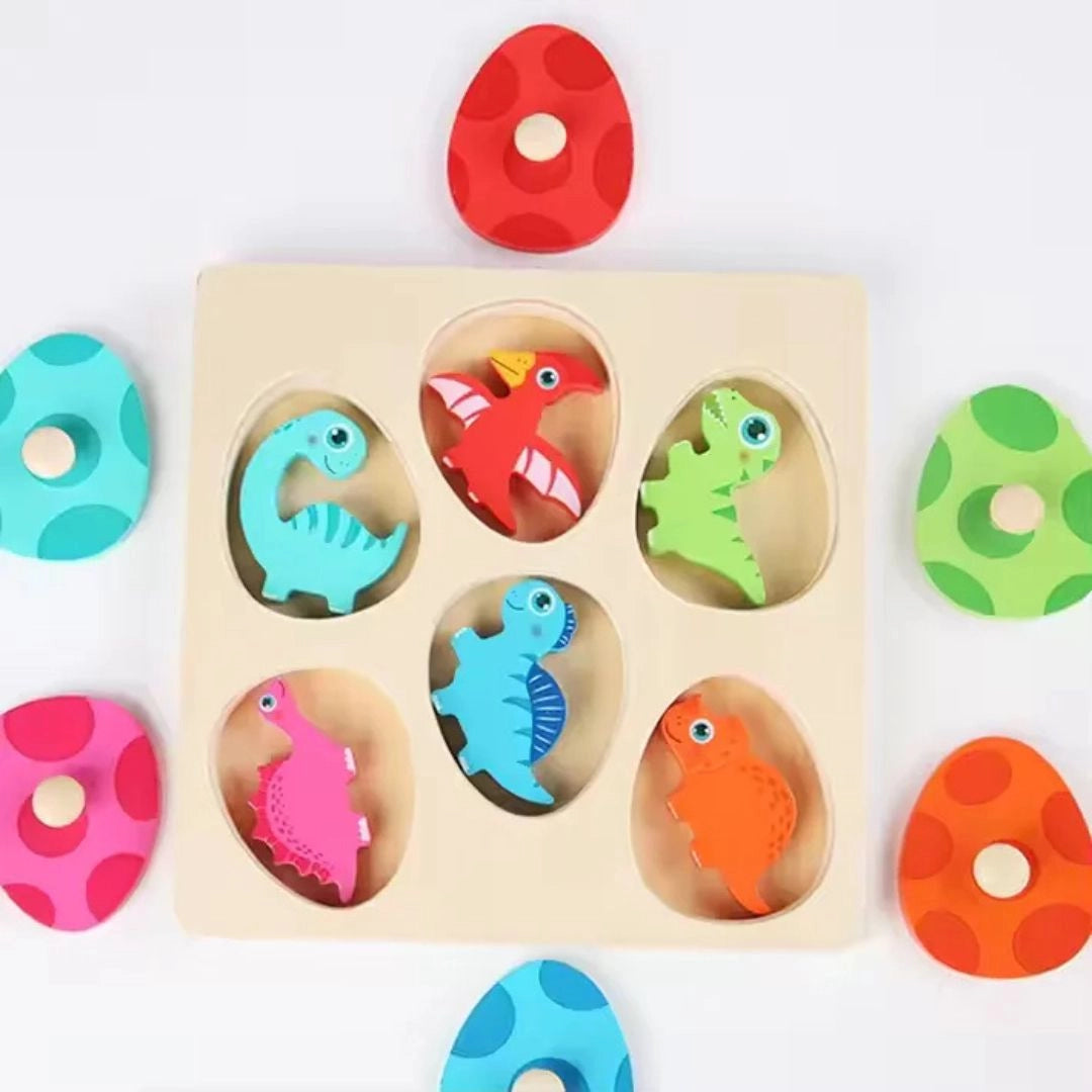 DinoCraft™ - Houten Dinosaurus Puzzelset voor Kleuters