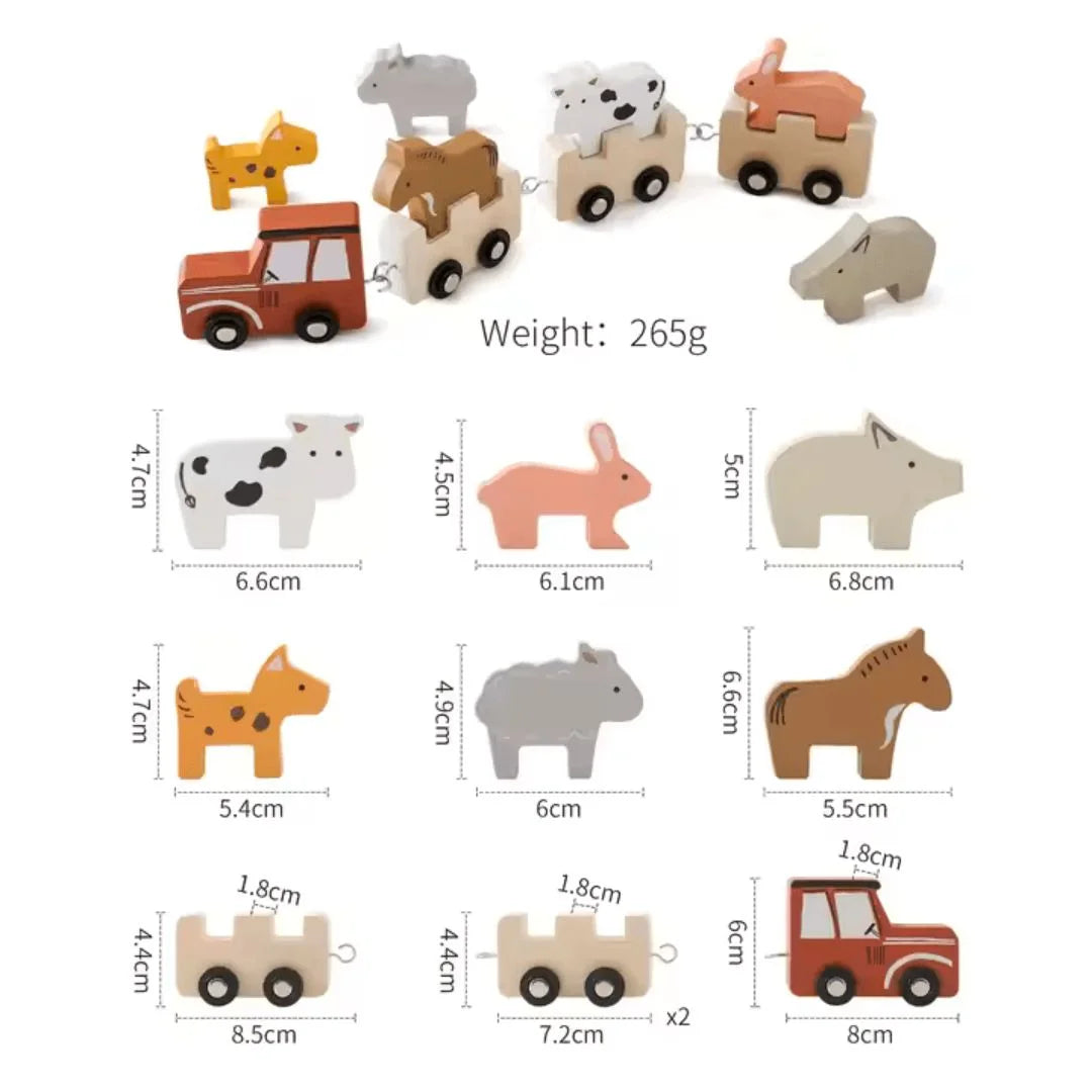 WoodTrail™ – Houten Dierentreinset Voor Kinderen Vanaf 3 Jaar – Stimuleert Fantasierijk Spel