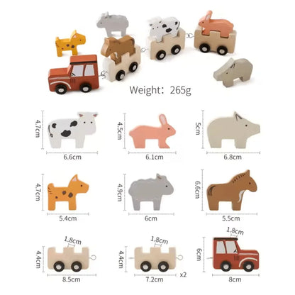 WoodTrail™ – Houten Dierentreinset Voor Kinderen Vanaf 3 Jaar – Stimuleert Fantasierijk Spel