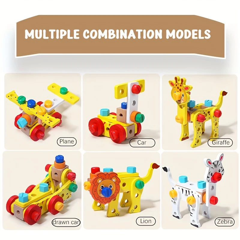 TinkerCritters – Houten Dierengereedschap Set voor Kinderen vanaf 3 jaar – Stimuleert Creativiteit en Fijne Motoriek