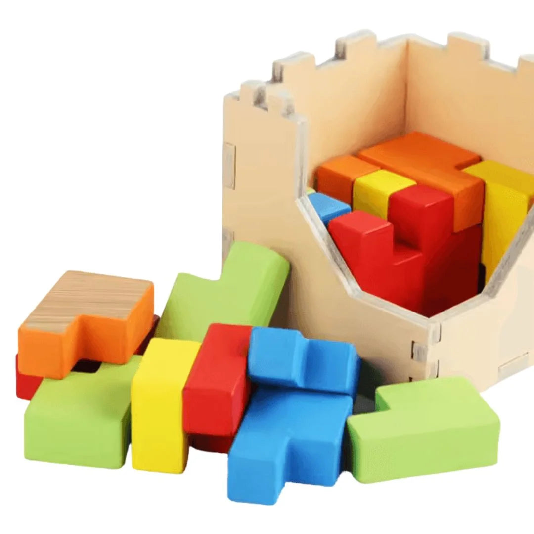 WoodieCraft™ – 3D Tetris Puzzel Trein Voor Kinderen Vanaf 3 Jaar – Verbetert Probleemoplossende Vaardigheden