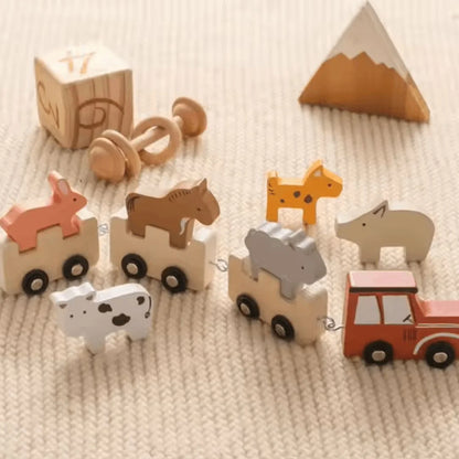 WoodTrail™ – Houten Dierentreinset Voor Kinderen Vanaf 3 Jaar – Stimuleert Fantasierijk Spel