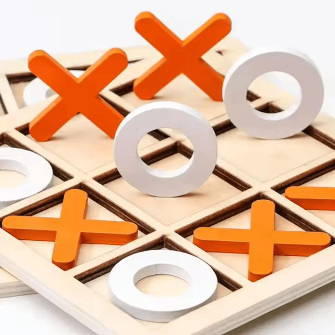 WoodPlay™ – Houten Boter Kaas en Eieren Spel voor Kinderen Vanaf 3 Jaar – Verbetert Strategisch Denken