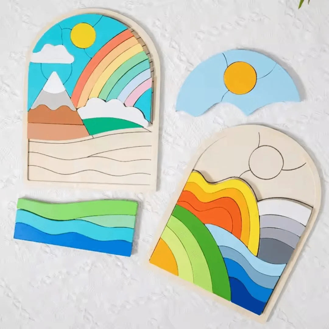 RainbowNest™ – Houten Puzzelblokken Voor Kinderen Vanaf 3 Jaar – Verbetert Creativiteit