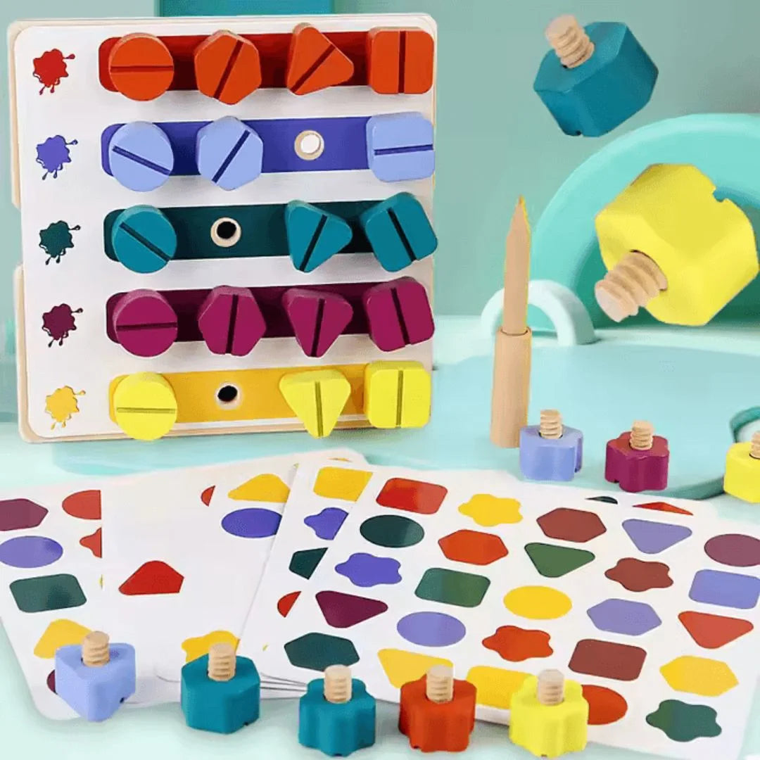 ColorScrew™ – Houten Schroefbord Voor Kinderen Vanaf 3 Jaar – Verbetert Fijne Motoriek