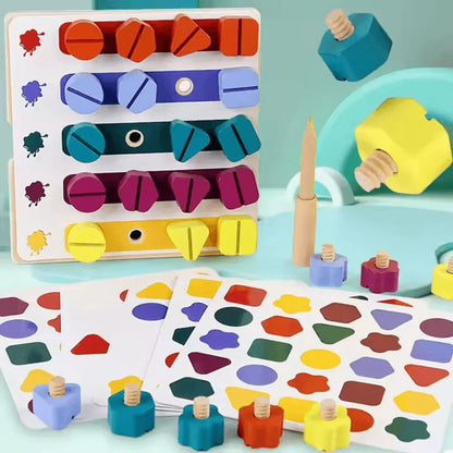 ColorScrew™ – Houten Schroefbord Voor Kinderen Vanaf 3 Jaar – Verbetert Fijne Motoriek