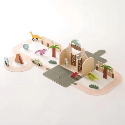 DinoQuest™ – Houten Dinosaurussen Park Set Voor Kinderen Vanaf 3 Jaar – Stimuleert Fantasierijk Spel