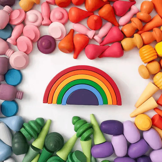 TimberTales™ – Houten Regenboog Bouwblokken Voor Kinderen Vanaf 3 Jaar – Verbetert Creativiteit