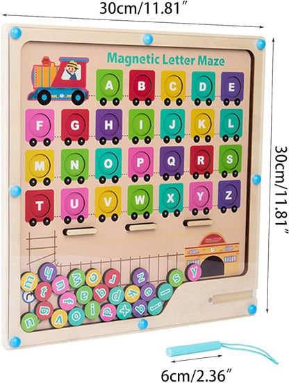MazeMagnet – Houten Magnetisch Alfabet & Vorm Doolhof voor Kinderen vanaf 3 Jaar