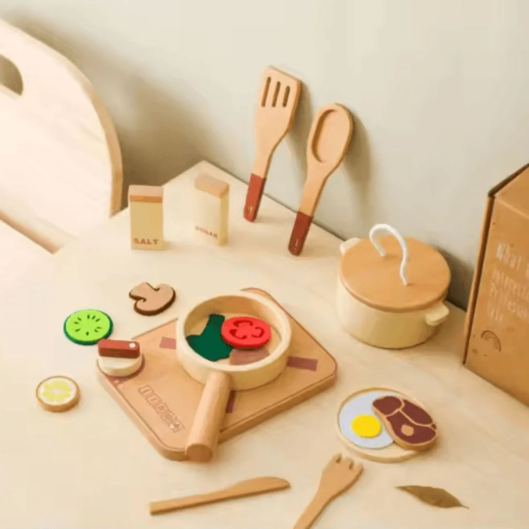 TinyCooks™ – Houten Speelkeukenset Voor Kinderen Vanaf 3 Jaar – Stimuleert Fantasierijk Spel